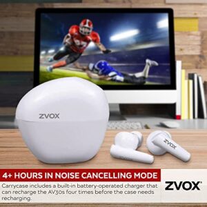 ZVOX True Wireless Earbuds with AccuVoice Technology - Voice-Clarifying, Noise-Canceling Bluetooth Wireless Headphones, AV30 Connect to Multiple Devices, Earbuds Wireless Bluetooth - White