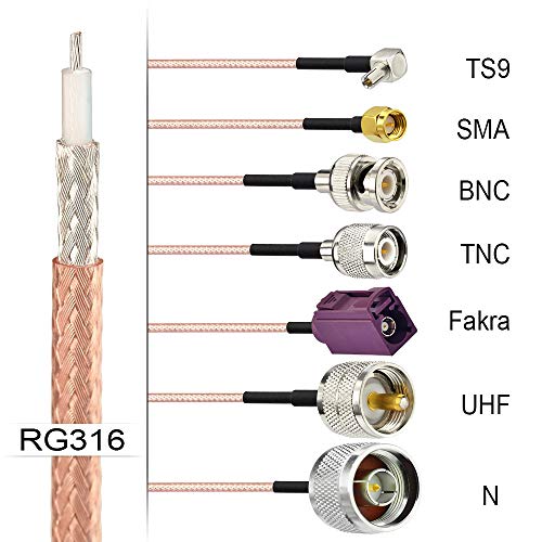 wlaniot RG 316 Cable Low Loss RF Coaxial Coax Cable for DIY 20 Feet (6.09 Meters)