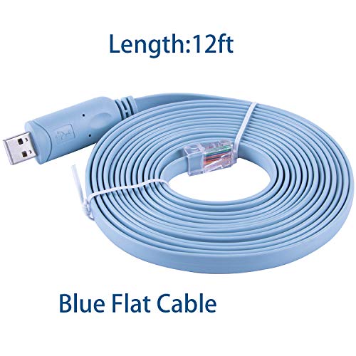 12FT Network Equipment Console Cable Compatible with Cisco/Juniper/NETGEAR/Ubiquity/LINKSYS/TP-Link Routers, Switches and Firewall Equipment,USB to RJ45 RS232 Console Cable