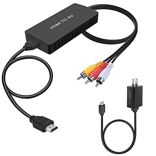 Dingsun HDMI to RCA Converter, HDMI to Audio Video Converter, Plug and Play, Convert HDMI Signal to RCA (AV) Composite Video and L/R Stereo Audio Signals (HDMI to RCA Converter)