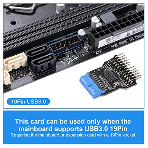 MZHOU USB 3.0 9PIN to USB2.0 9PIN Front Panel Socket Adapter Card,USB 3.0 Motherboard 19PIN to Dual 9-PIN Interface Expansion Card