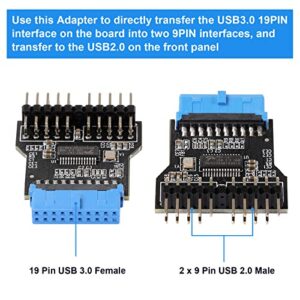 MZHOU USB 3.0 9PIN to USB2.0 9PIN Front Panel Socket Adapter Card,USB 3.0 Motherboard 19PIN to Dual 9-PIN Interface Expansion Card