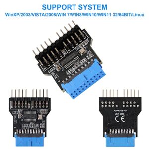 MZHOU USB 3.0 9PIN to USB2.0 9PIN Front Panel Socket Adapter Card,USB 3.0 Motherboard 19PIN to Dual 9-PIN Interface Expansion Card