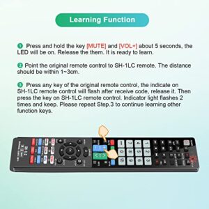 Gvirtue Universal Remote Control Replacement for Sharp-Smart-TV-Remote All Sharp AQUOS LED LCD HDTV 3D 4K UHD Smart TV with Backlit, Netflix, You Tube, Amazon, Sling, Vudu, Google Play Button