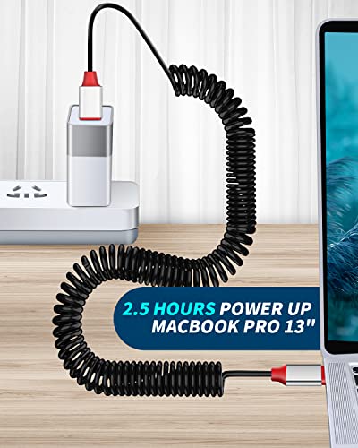 AICase Coiled USB-C to Lightning Cable for Apple CarPlay,Expansion Spring Coiled Cable,PD Type C Scalable Charging Cable for iPhone 14/13/13 Pro 12 Pro Max 12 11 X XS XR 8 Plus,AirPods Pro