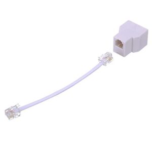 Phone Line Splitter,Telephone Splitter,with RJ11 6P4C Plugs, Suitable for Telephone, Fax Machine, 2 Pack White