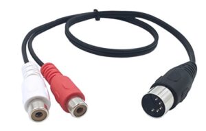 cerrxian lemeng din 5 pin male to 2 rca female professional grade audio cable for bang & olufsen, naim, quad.stereo systems (0.5m)