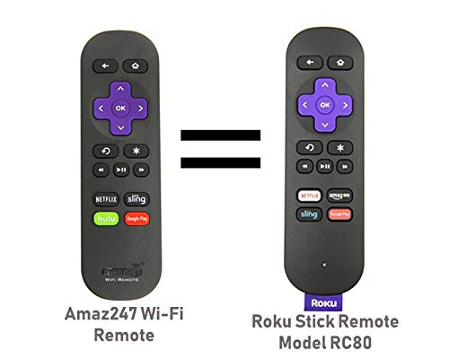 Amaz247 Point-Anywhere Wi-Fi Remote Pairing with Roku Stick, Stick+, Roku Premiere, Premiere+, Roku Ultra, Roku 2,3,4; Replace Roku Stick Remote RC80