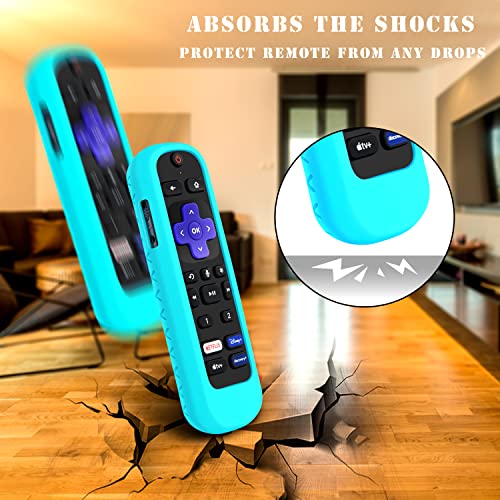 3Pack Case for Roku Headphone Remote, Battery Cover for Roku Voice Pro Remote, Rechargeable Control with Headphone Jack Silicone Sleeve Skin Glow in The Dark