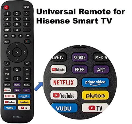 Replacement for Hisense-TV-Remote, EN2B30H Remote Compatible with All Hisense 4K LED HD UHD VIDAA Smart TVs