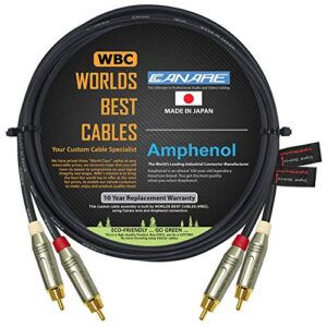worlds best cables 4 foot rca cable pair – made with canare l-4e6s, star quad, audio interconnect cable and amphenol acpr gold rca connectors – directional design – custom made