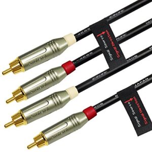 WORLDS BEST CABLES 4 Foot RCA Cable Pair - Made with Canare L-4E6S, Star Quad, Audio Interconnect Cable and Amphenol ACPR Gold RCA Connectors – Directional Design - Custom Made