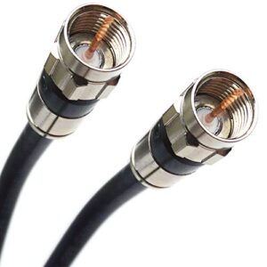 75ft black 3x shields indoor outdoor rg-6 coaxial cable nickel-plated brass connector 75 ohm (satellite tv, broadband internet, ham radio, ota hd antenna coax) assembled in usa phat satellite