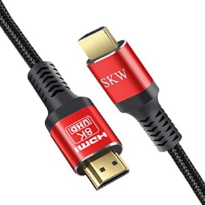 SKW 8K HDMI 2.1 Cable 15ft, 48Gbps Ultra High Speed HDMI Braided Cord, Supports 8K@60Hz, 4K@120Hz 144Hz, DTS:X, HDCP 2.2 & 2.3, eARC, HDR 10, Compatible with TV Xbox PS4 PS5 Monitor Blu-Ray