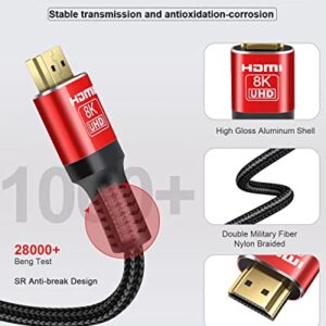 SKW 8K HDMI 2.1 Cable 15ft, 48Gbps Ultra High Speed HDMI Braided Cord, Supports 8K@60Hz, 4K@120Hz 144Hz, DTS:X, HDCP 2.2 & 2.3, eARC, HDR 10, Compatible with TV Xbox PS4 PS5 Monitor Blu-Ray