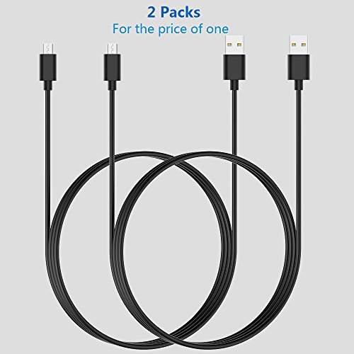 HOUPU [2-Pack] 3 Feet Micro USB Cable, Fast Charging and Sync Data Cord for Android, Samsung, Fire Tablets, Kindle eReaders, HTC, Nokia, Sony, Motorola - Black