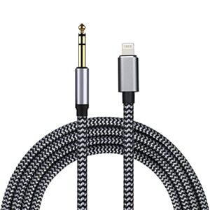 lightning to 6.35mm 1/4 inch trs audio stereo cable for iphone 12/11/x/xs/xr/8/7/ipad/ipod, amplifier, speaker, headphone, mixing console 6.6feet