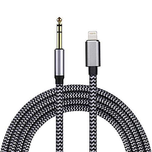 Lightning to 6.35mm 1/4 inch TRS Audio Stereo Cable for iPhone 12/11/X/XS/XR/8/7/iPad/iPod, Amplifier, Speaker, Headphone, Mixing Console 6.6Feet