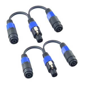wjstn speakon splitter cable ，1 male to 2 female speaker break out cable， speakon male to dual female adapter cable，2pack