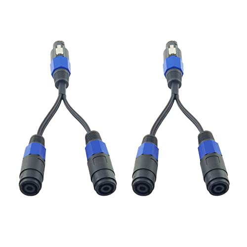 WJSTN speakon splitter Cable ，1 male to 2 female speaker Break Out Cable， Speakon Male to Dual Female Adapter Cable，2Pack