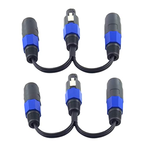 WJSTN speakon splitter Cable ，1 male to 2 female speaker Break Out Cable， Speakon Male to Dual Female Adapter Cable，2Pack