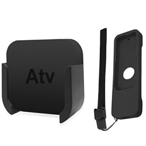 tv mount compatible with apple tv 4th and 4k 5th generation, sourceton wall mount compatible with apple tv 4th / 4k 5th gen, come with protective case compatible with apple tv 4k / 4th gen siri remote
