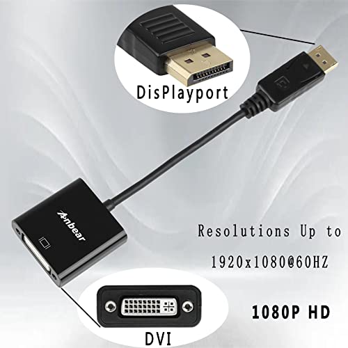Anbear DisplayPort to DVI Adapter, Display Port to DVI-D Adapter (Male to Female) Compatible with Computer,Desktop,Laptop,PC