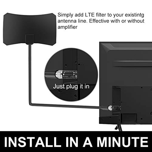 LTE Filter for TV Antenna,4G LTE Filter Digital Antenna Signal Purifier - Reduces Interference from Cell Towers (Frequency Range 5-695Mhz)