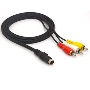 glhong 4 pin s-video male to 3 rca male cable conversion cord to connect pc laptops with 4-pin s-video jacks to tv