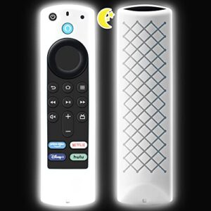 universal firestick remote cover glow in the dark – tv stick 4k remote cover 2nd/3rd gen, firestick remote case anti slip silicone sleeve (white)