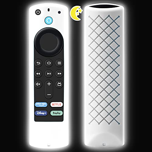 Universal Firestick Remote Cover Glow in The Dark - TV Stick 4k Remote Cover 2nd/3rd Gen, Firestick Remote Case Anti Slip Silicone Sleeve (White)