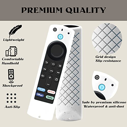 Universal Firestick Remote Cover Glow in The Dark - TV Stick 4k Remote Cover 2nd/3rd Gen, Firestick Remote Case Anti Slip Silicone Sleeve (White)