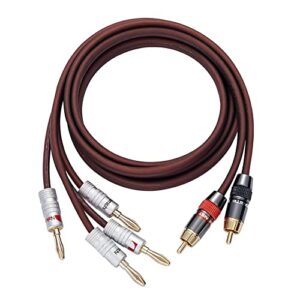 jorzor audiophile hi-fi 14 gauge ofc speaker cable with rca male (black & red) to 2 bananas plugs, 2 pack/1pair, (1m(3.3ft), 1 pair(rca to 2 banana))