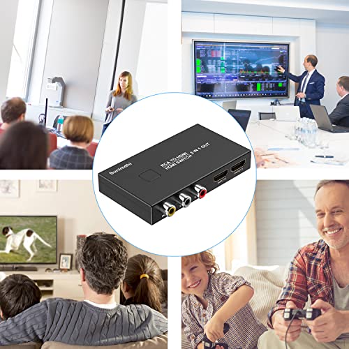 RCA to HDMI Converter, SunimDHi AV to HDMI Converter, 3 in 1 Out Manual HDMI 2.0 Hub Supports HD 720/1080P Compatible with Xbox PS5/4/3 Blue-Ray DVD Player Fire Stick Roku VCR VHS