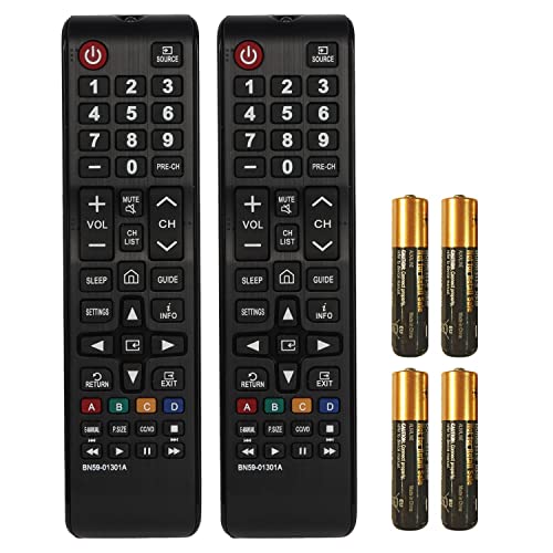 2 Packs BN59-01301A Remote Control for Samsung UA43NU7090 UN55NU7100 UN58NU7100 Smart 4K Ultra HDTV LED LCD 3D TVs, for BN59-01199F BN59-01289A Remote Controller Replacement with Batteries