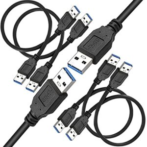 saitech it 4 pack 30cm short length usb 3.0 type a male to male usb cable cord for hard drive enclosures, laptop cooling pad, dvd players- black