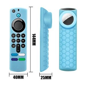 Seltureone Compatible for TV Stick 4K Max Remote Cover, 2 in 1 Silicone Protective Case for TV Stick 3rd Gen 2021 Remote Control with Holder Cover for AirTag, Glow in The Dark, Blue