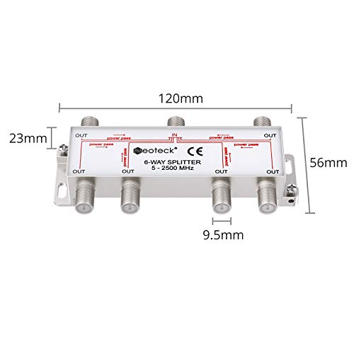 Neoteck 6-Way Coax Cable Splitter MoCA 5-2500MHz, Coaxial Splitter