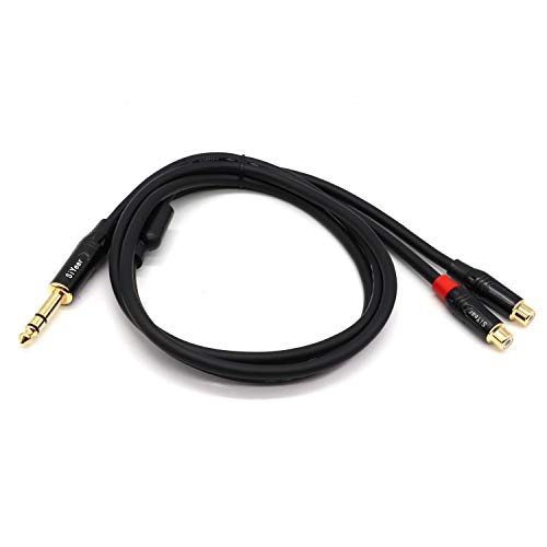 SiYear Dual RCA to 1/4" Cable，6.35mm (1/4 inch) Male Stereo to 2RCA Female Y Splitter Adapter Cable（5Feet