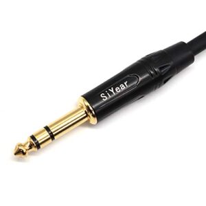 SiYear Dual RCA to 1/4" Cable，6.35mm (1/4 inch) Male Stereo to 2RCA Female Y Splitter Adapter Cable（5Feet