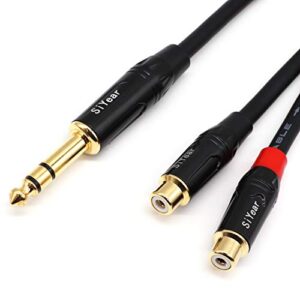 SiYear Dual RCA to 1/4" Cable，6.35mm (1/4 inch) Male Stereo to 2RCA Female Y Splitter Adapter Cable（5Feet