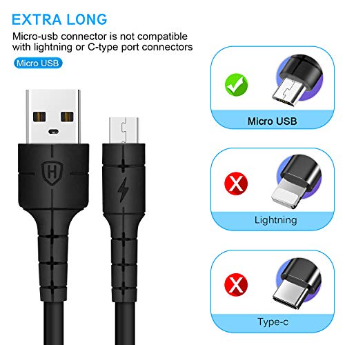 HQGC Micro USB Cable 10Ft 2pack, Long Charging Cord Kindle Charger Cable Fast Android Phone Charging Cord for Samsung Galaxy S7 S6 J7 Note 5, LG, Kindle, Xbox, PS4,Tablets