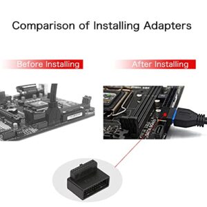 QIANRENON USB 3.0 19/20 Pin 90 Degree Adapter Male to Female L Turn Right Angle Socket for Desktop Motherboard Internal Connector Up Angled(PH19A)