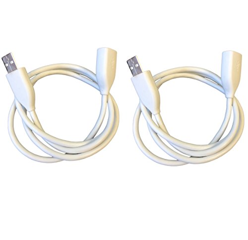 USB 2.0 Male to Female 3 Foot Extension Cable | White 36" inch Extension Cables for phone charger, Tablet, Computer USB Ports - Pack of 2