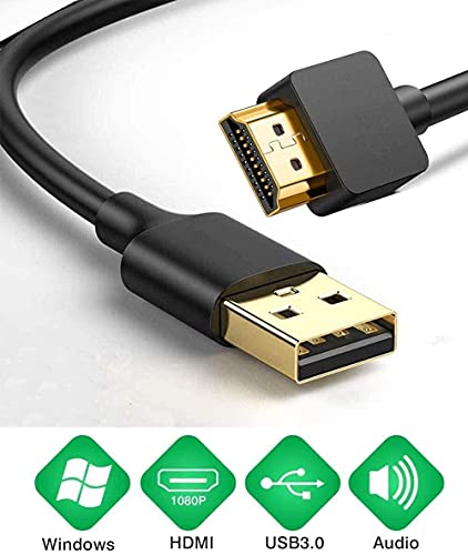 TIEDXIOY USB to HDMI Adapter Cable for Mac iOS Windows 10/8/7/Vista/XP, USB 3.0 to HDMI Male HD 1080P Monitor Display Audio Video Converter Cable Cord - 2M