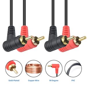 Duttek 90 Degree RCA Cable 3Ft/1M, Dual Right Angled Male to Male RCA Cable Gold Plated Port, RCA Audio Cable for Amplifiers, DVDs, CD Players, TV Sets 1 Pack