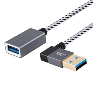 CableCreation 2 Pack Short USB 3.0 Extension Cable, Right Angle USB 3.0 Male to Female Extender Cord, Compatible Flash Drives, Keyboard, Scanners, 1 FT Space Grey Aluminum