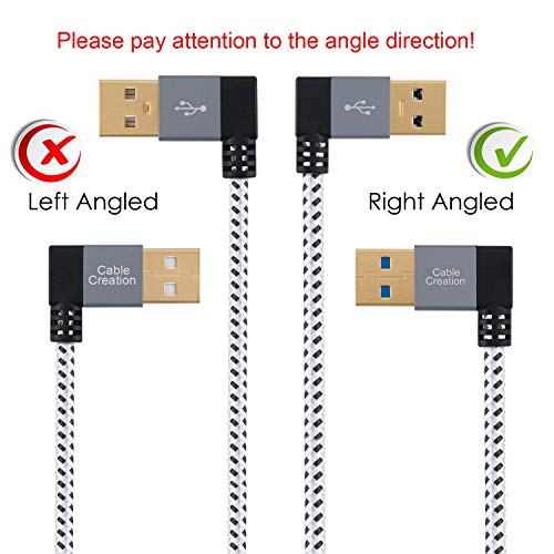 CableCreation 2 Pack Short USB 3.0 Extension Cable, Right Angle USB 3.0 Male to Female Extender Cord, Compatible Flash Drives, Keyboard, Scanners, 1 FT Space Grey Aluminum