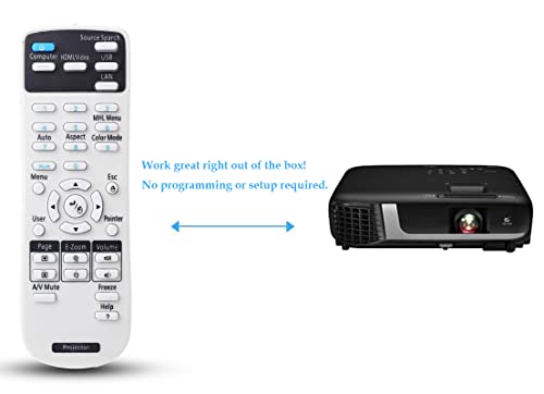 Universal Remote Control Replacement for Epson Home Cinema 8350 2150 2100 2000 2250 3020 Powerlite 93 485W 525W 5535U EB EX EX5280 EX3212 VS H BrightLink 455wi EMP- Series Projectors