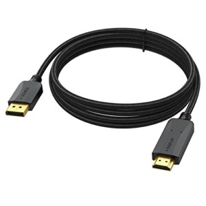 displayport to hdmi cable 10 feet, (display port) dp to hdmi cable male to male cord fhd nylon braided supports video and audio conveter for pcs to hdtv, monitor, projector